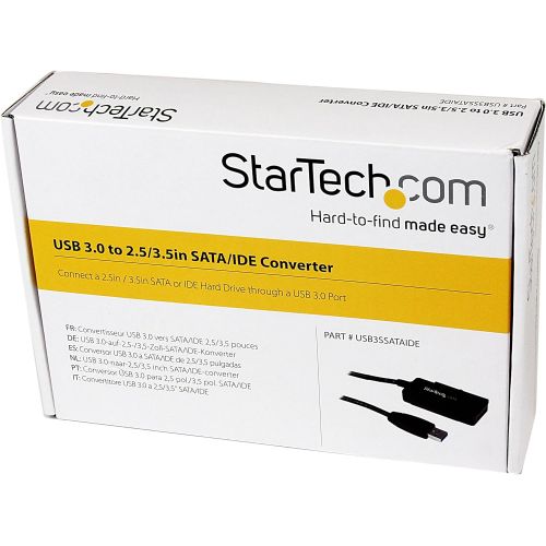  StarTech.com USB 3.0 to SATA IDE Adapter - 2.5in / 3.5in - External Hard Drive to USB Converter ? Hard Drive Transfer Cable (USB3SSATAIDE)