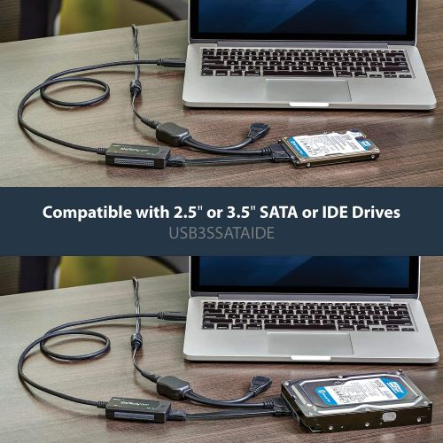  StarTech.com USB 3.0 to SATA IDE Adapter - 2.5in / 3.5in - External Hard Drive to USB Converter ? Hard Drive Transfer Cable (USB3SSATAIDE)