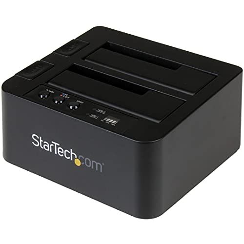  StarTech.com USB 3.1 (10Gbps) Hard Drive Duplicator Dock for 2.5 & 3.5 SATA SSD HDD + 4Kn - USB/ USB-C [Thunderbolt 3 Compatible] Cloner (SDOCK2U313R),Black