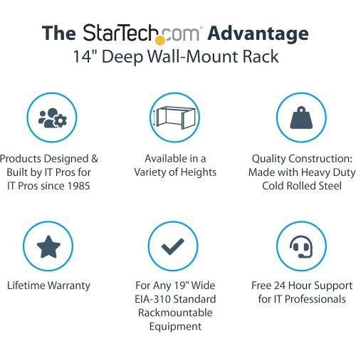  [아마존베스트]StarTech.com 6U Wall Mount Network Equipment Rack - 14 inch Deep - 19 Patch Panel Bracket for Shallow Server Equipment- 44lbs Capacity (WALLMOUNT6)