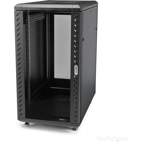  [아마존베스트]StarTech.com 22U Server Rack Cabinet with secure locking door - 4 Post Adjustable Depth (5.5 to 28.7) - 1768 lb capacity - 19 inch Portable Network Equipment Enclosure on wheels/ca