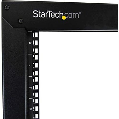  [아마존베스트]StarTech.com 42U Mobile Open Frame Network Rack with Wheels- 663lbs - 2 Post 19 Portable Rack for Computer, AV, Media, IT Equipment (2POSTRACK42),Black