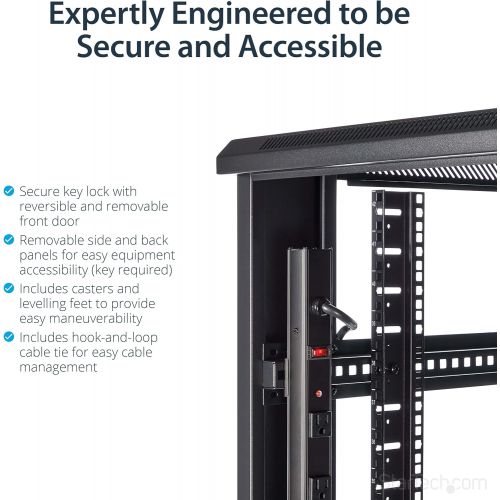  [아마존베스트]StarTech.com 42U Server Rack Cabinet - 4-Post Adjustable Depth (6 to 36) IT Network Equipment Rack Enclosure with Casters - 2000lbs (RK4236BKB)