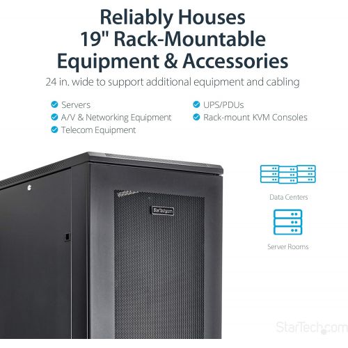  [아마존베스트]StarTech.com 42U Server Rack Cabinet - 4-Post Adjustable Depth (6 to 36) IT Network Equipment Rack Enclosure with Casters - 2000lbs (RK4236BKB)