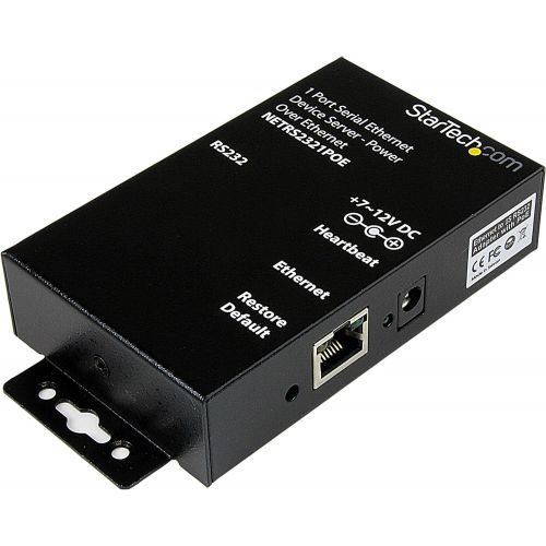  [아마존베스트]StarTech.com 1 Port RS232 Serial Ethernet Device Server - PoE Power Over Ethernet - Serial Over IP Device Server Adapter - PoE-Powered (NETRS2321POE)