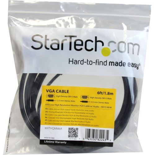  StarTech.com 50 ft Coax High Resolution Monitor VGA Cable with Audio HD15 MM