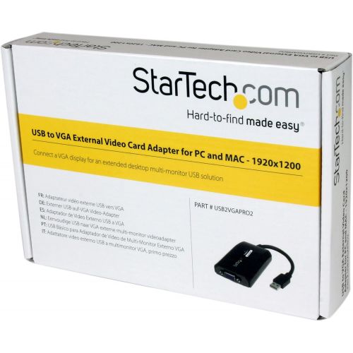  StarTech.com USB to VGA Adapter - External USB Video Graphics Card for PC and MAC- 1920x1200 - Display Adapter