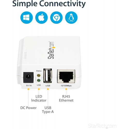  StarTech.com 1 Port USB Wireless N Network Print Server with 10100 Mbps Ethernet Port - 802.11 bgn - Wi-Fi - IEEE 802.11n - USB - External - PM1115UW