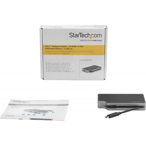  StarTech.com DKT30CHVGPD USB C Multiport Adapter with HDMI and VGA, 95W USB PD, MacWindowsChrome, 4K, 1XA, GbE, Portable USB-C Adapter
