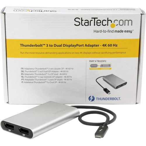  StarTech.com Thunderbolt 3 to Dual DisplayPort Adapter - 4K 60Hz - Windows Only Compatible - Monitor Adapter - DP Adapter