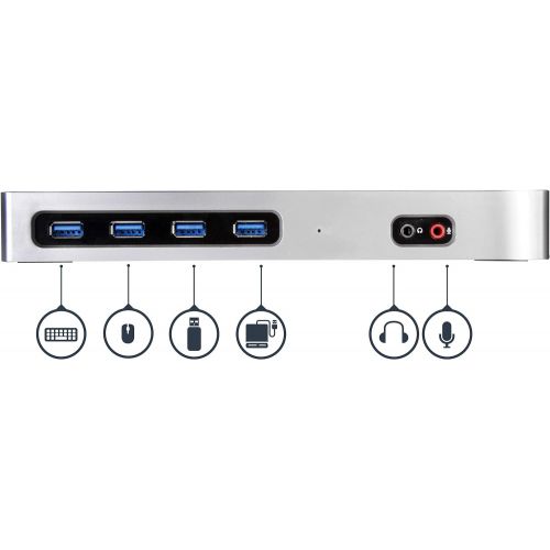  StarTech.com USB 3.0 Docking Station  USB-C  Dual HDMI or DisplayPort  Dual 4K  Mac & Windows  6 USB Ports  Laptop Docking Station