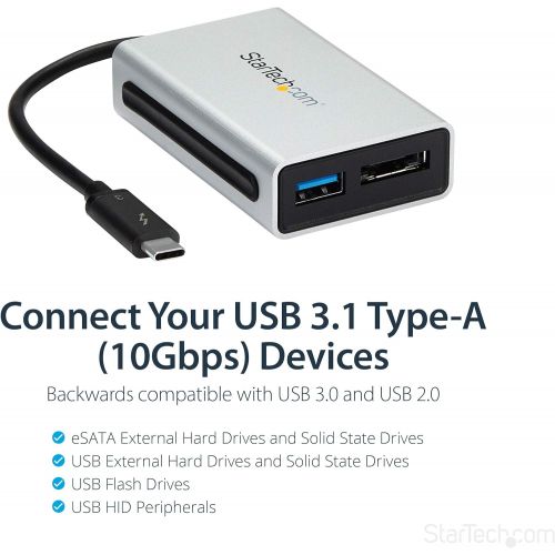  StarTech.com Thunderbolt 3 to eSATA Adapter - with USB 3.1 (10Gbps) - for Mac and Windows - USB-C to USB Adapter - Thunderbolt 3 Hub