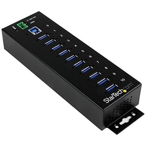  StarTech.com 10 Port USB 3.0 Hub - Industrial - ESD and Surge Protection - DIN Rail or Surface Mountable - Metal - Powered USB Hub