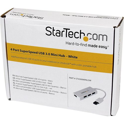  StarTech.com 4 Port USB 3.0 Hub - Built-in Cable - SuperSpeed - Black - USB Splitter - USB Port Expander - USB 3 Hub