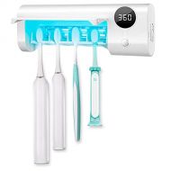 StarWin UV Toothbrush Sanitizer Holder Tooth Brush Sterilizer Cleaner/ Sterilization Function Drilling-Free and Rechargeable Wall Mounted Toothbrush Holder for Bathroom