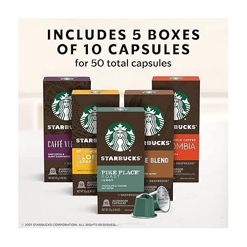 스타벅스 Starbucks by Nespresso Variety Pack Coffee (50-count single serve capsules, compatible with Nespresso Original Line System)