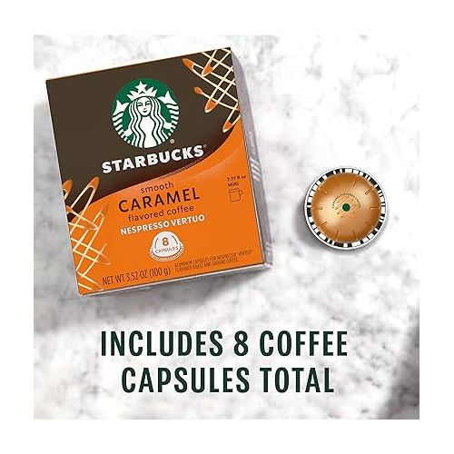스타벅스 Starbucks by Nespresso Vertuo Line Caramel Flavored Coffee (8-count single serve capsules each, compatible with Nespresso Vertuo Line System) Naturally Flavored, 4 Pack