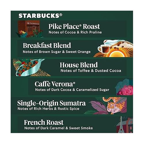스타벅스 Starbucks K-Cup Coffee Pods?Medium & Dark Roast Variety Pack for Keurig Brewers?100% Arabica?6 boxes (60 pods total)