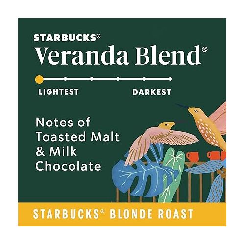 스타벅스 Starbucks K-Cup Coffee Pods?Starbucks Blonde Roast Coffee?Veranda Blend for Keurig Brewers?100% Arabica?4 boxes (96 pods total)