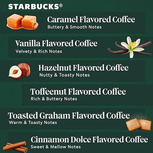 스타벅스 Starbucks K-Cup Coffee Pods?Flavored Coffee?Variety Pack for Keurig Brewers?Naturally Flavored?100% Arabica?6 boxes (60 pods total)