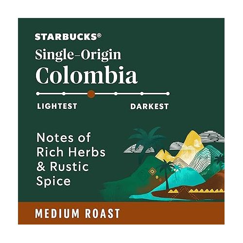 스타벅스 Starbucks Medium Roast K-Cup Coffee Pods, Colombia for Keurig Brewers, 6 boxes (60 pods total)