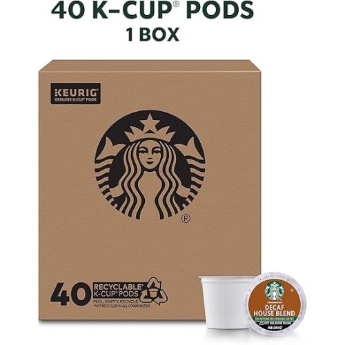 스타벅스 Starbucks Decaf K-Cup Coffee Pods, House Blend for Keurig Brewers, 1 box (40 pods)