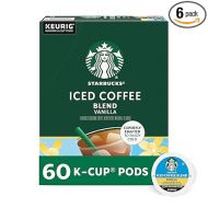 Starbucks K-Cup Coffee Pods, Iced Coffee Blend, Vanilla Naturally Flavored Coffee for Keurig Coffee Makers, 100% Arabica, 6 Boxes (60 Pods Total)