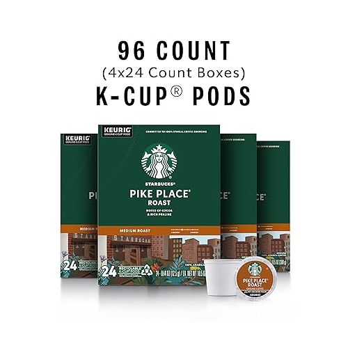 스타벅스 Starbucks K-Cup Coffee Pods, Medium Roast Coffee, Pike Place Roast for Keurig Brewers, 100% Arabica, 6 boxes (60 pods total)