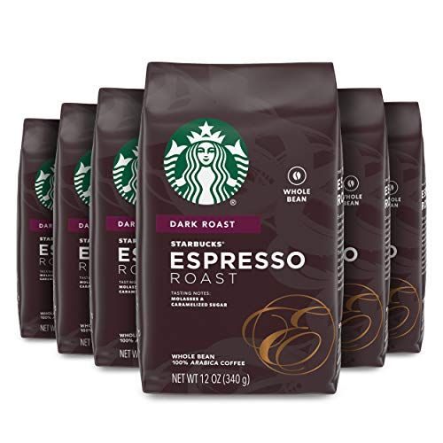 스타벅스 Starbucks Whole Bean Coffee?Dark Roast Coffee?Espresso Roast?100% Arabica?6 bags (12 oz each)