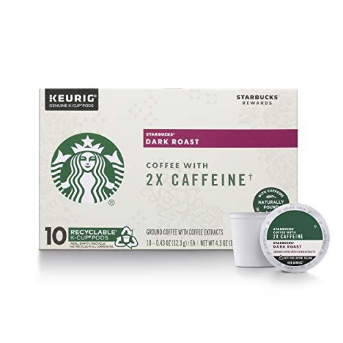 스타벅스 Starbucks Dark Roast K-Cup Coffee Pods with 2X Caffeine ? for Keurig Brewers ? 6 boxes (60 Pods total)