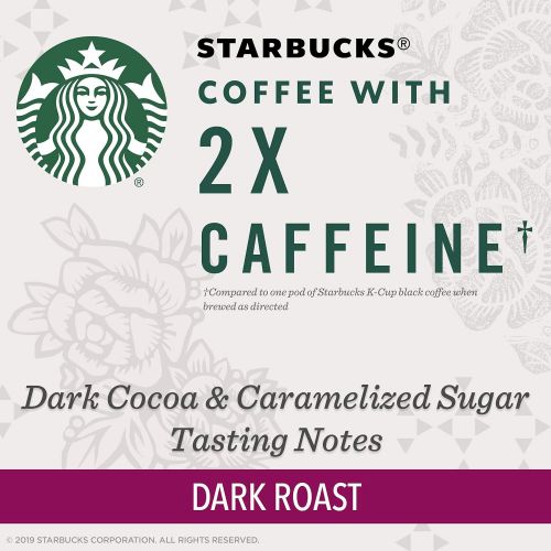 스타벅스 Starbucks Dark Roast K-Cup Coffee Pods with 2X Caffeine ? for Keurig Brewers ? 6 boxes (60 Pods total)