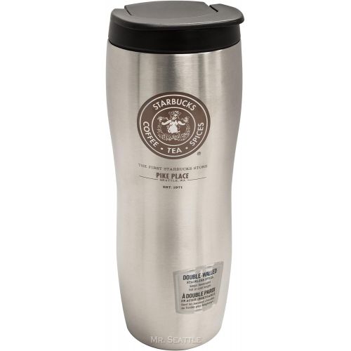 스타벅스 Starbucks Pike Place Concord Double-Walled Stainless Tumbler,Silver,16oz