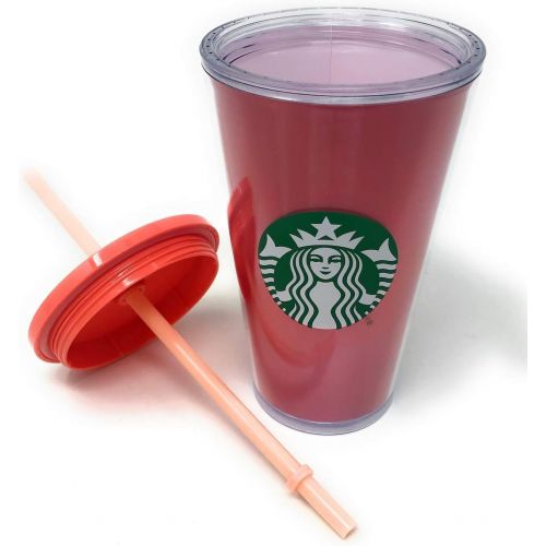스타벅스 Starbucks 2019 Winter Holidays Lenticular Holographic Cold Cup Tumbler 16-ounce Red Pink