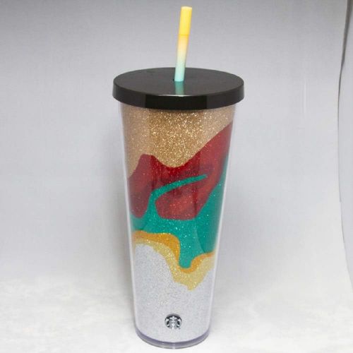 스타벅스 Starbucks 2018 Holiday Collection Sand Flow Glitter Acrylic Cold Cup Tumbler 24 oz