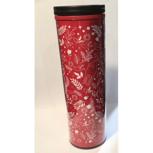 스타벅스 Starbucks 2018 Holiday Red/White Nature Festive Acrylic Tumbler 16oz