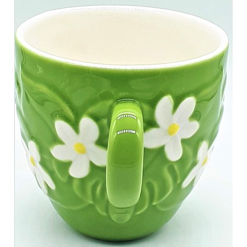 스타벅스 Starbucks Coffee 2006 Raised Green Leaf & White Flower Mug 16 oz.