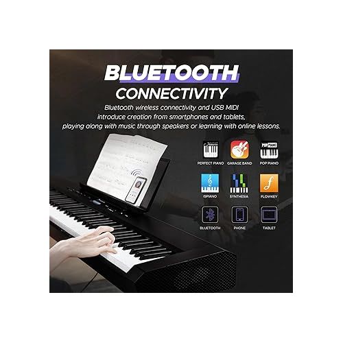  Starfavor 88 Key Full-Weighted Digital Piano, Electric Piano Keyboard for Beginner, Dual 30W Speakers, Graded Hammer Action 88 Keys, Triple Pedal, Bluetooth/USB/MIDI, Retro Matte Black