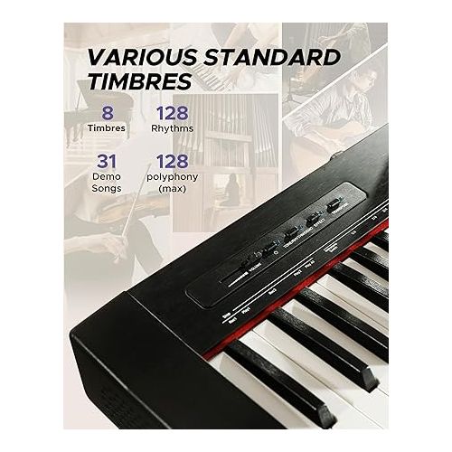  Starfavor 88 Key Full Size Digital Piano, Electric Keyboard Piano Set with Semi-Weighted Keys, Smart Voice Sampling, Recording/MIDI/USB, Dual 20W Speakers, Sustain Pedal, Power Supply, Stand