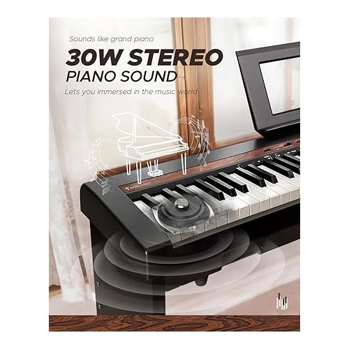  Starfavor SP-150W with Stand Digital Piano,88 Key Weighted Keyboard with Hammer Action,2x30W Speakers,Triple Pedal,Piano 88 Keys with Wood Grain Pattern Portable Electric Piano Keyboard for beginners