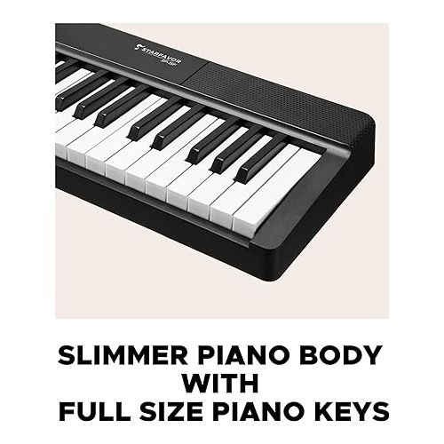  Starfavor Portable Keyboard Piano, Folding Piano Keyboard 88 Keys Full Size Electric Piano, Bluetooth Foldable Piano, Semi Weighted Keyboard 88 Key Keyboard, with Piano Stand, SP-15F
