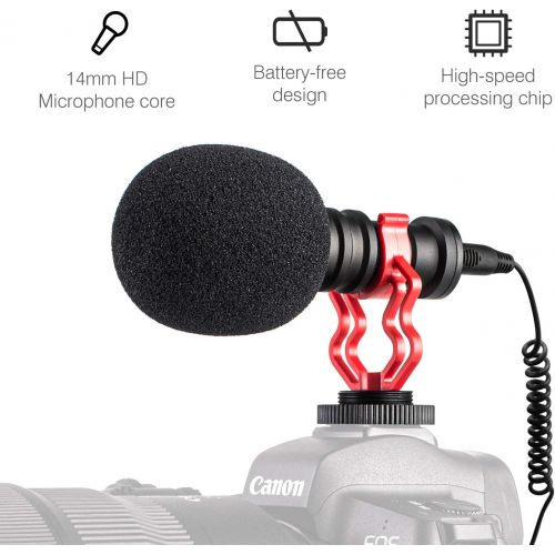  Universal Camera Microphone Video Mic Shotgun Starfavor SXR-10 with Shock Mount, Windscreen, Soft Case, Cable for iPhone Cellphone Canon EOS Nikon DSLR Cameras and DV Camcorders