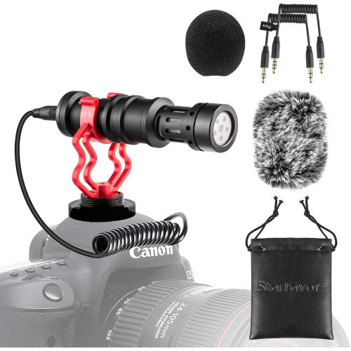  Universal Camera Microphone Video Mic Shotgun Starfavor SXR-10 with Shock Mount, Windscreen, Soft Case, Cable for iPhone Cellphone Canon EOS Nikon DSLR Cameras and DV Camcorders