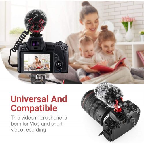  [아마존베스트]Universal Camera Microphone Video Mic Shotgun Starfavor SXR-10 with Shock Mount, Windscreen, Soft Case, Cable for iPhone Android Smartphones Canon EOS Nikon DSLR Cameras and DV Cam