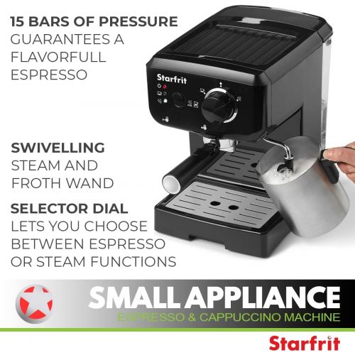 Starfrit 024005-001-0000 Cappuccino Espresso Machine, Standard, Black