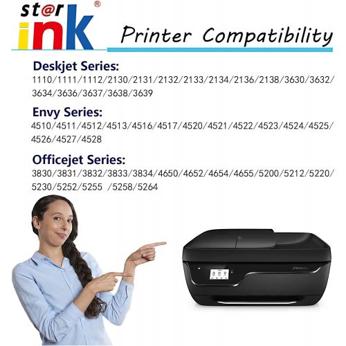  Starink Remanufactured Ink Cartridge Replacement for HP 63XL 63 XL for Envy 4520 4512 4510 OfficeJet 3830 5200 5255 5258 4650 4652 4655 DeskJet 1112 2132 2130 3630 3632 Printer(Bla