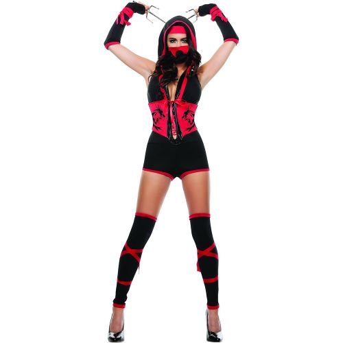 할로윈 용품Starline Womens Red Dragon Sexy Ninja 4 Piece Costume Set with Mask, Red/Black, 0