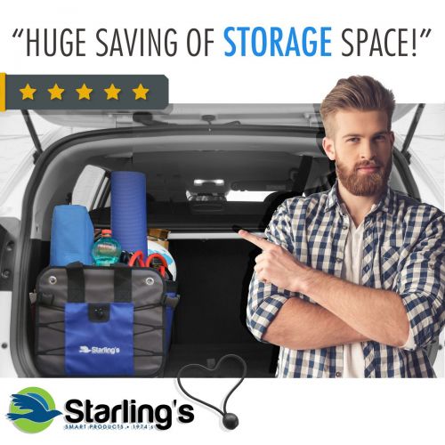  Starlings Car Trunk Organizer - Durable Storage SUV Cargo Organizer Adjustable, Blue