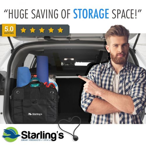  Starlings Car Trunk Organizer - Durable Storage SUV Cargo Organizer Adjustable, Blue