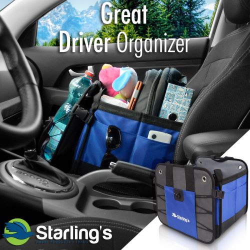  Starlings Car Trunk Organizer - Durable Storage SUV Cargo Organizer Adjustable, Blue