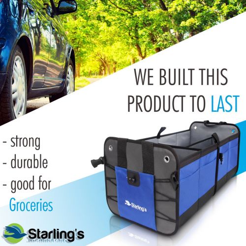  Starlings Car Trunk Organizer - Durable Storage SUV Cargo Organizer Adjustable, Blue